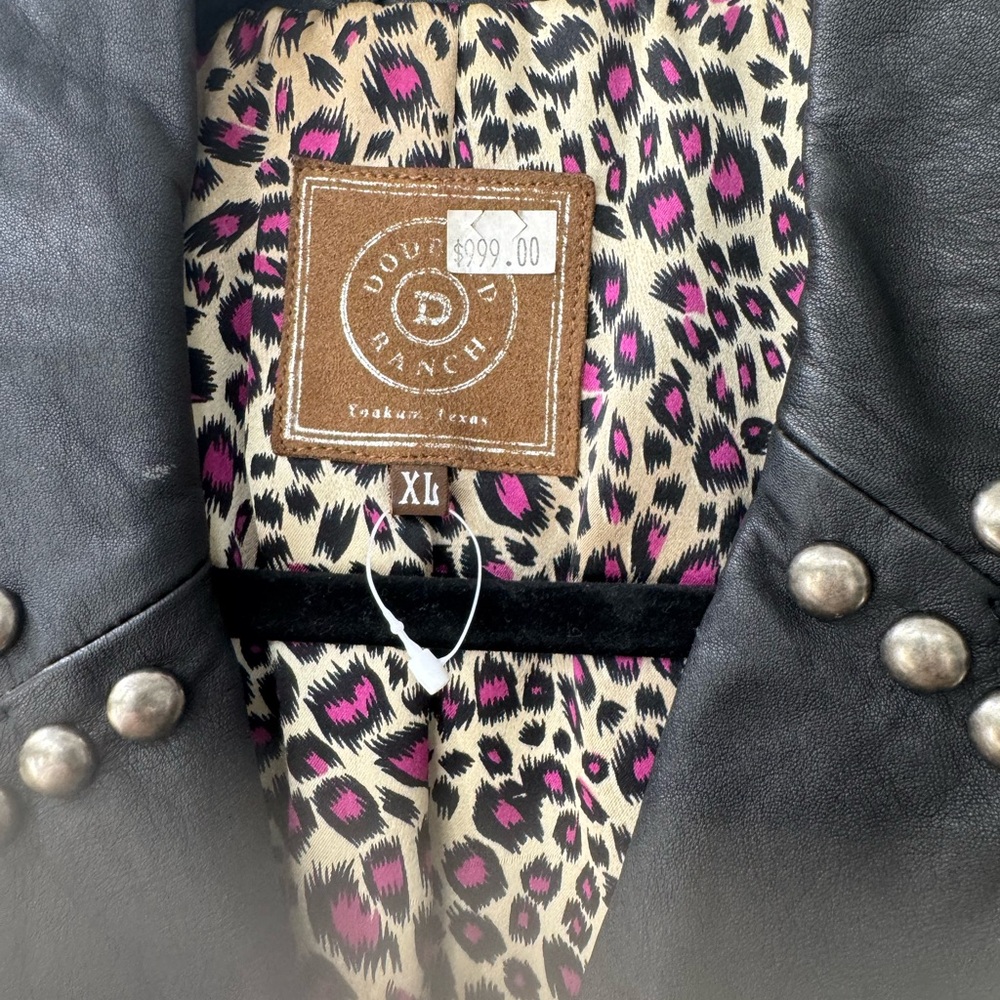 Double D Ranch Black Skulls Leather Jacket